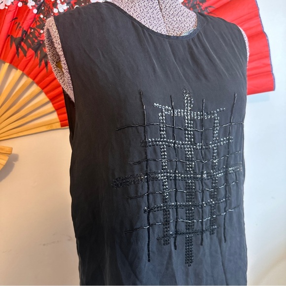 L’Agence 100% Silk Beaded Tank Top - Picture 2 of 6